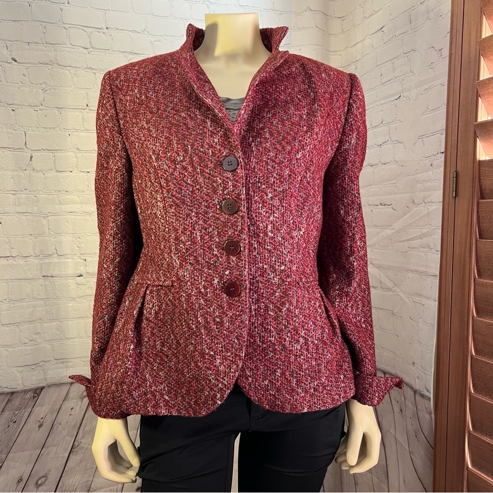 Santorelli Woven Teed Caryn Woman’s Jacket Blazer Size 12 Euc Made In Italy
